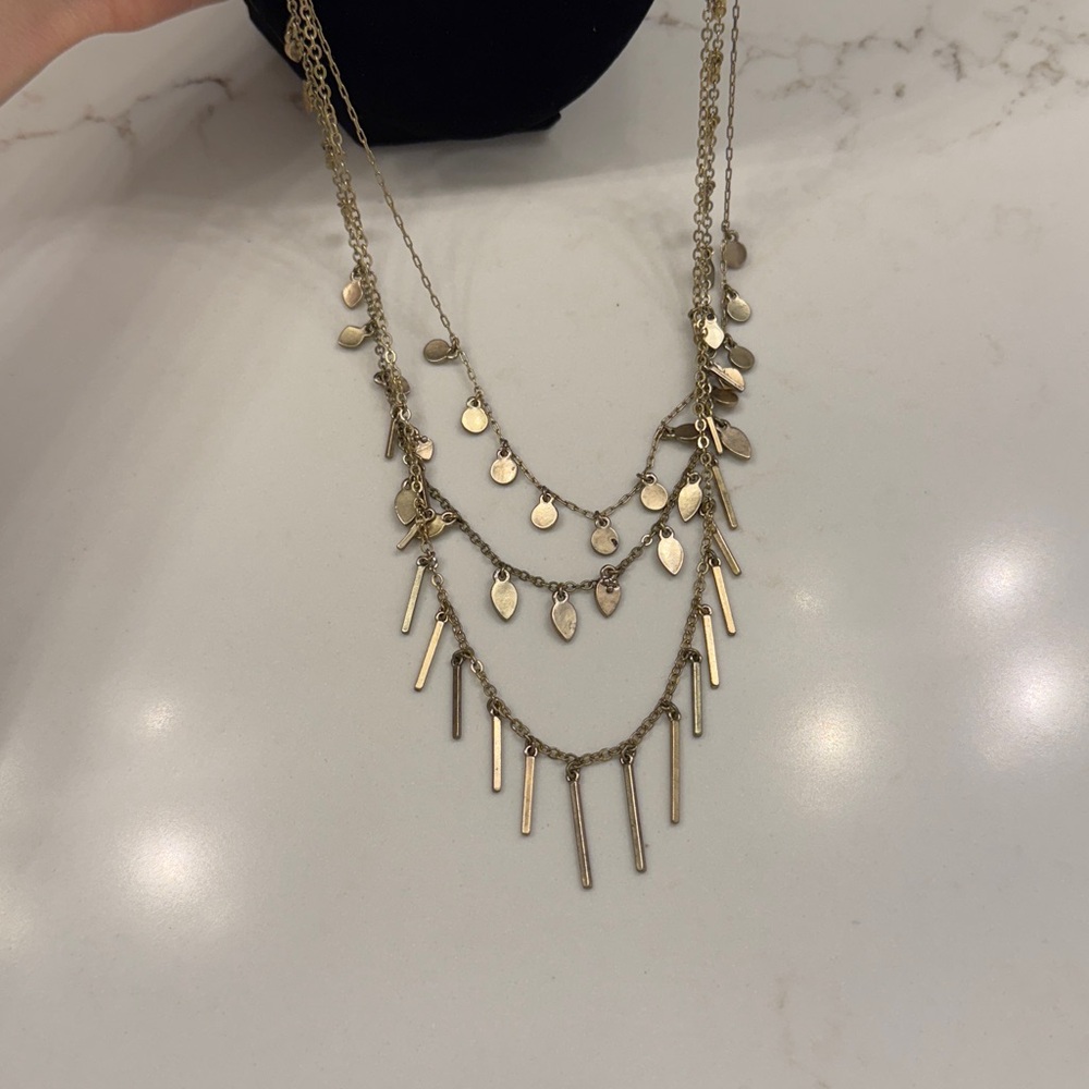 LOFT gold multi-strand long necklace - Picture 4 of 4